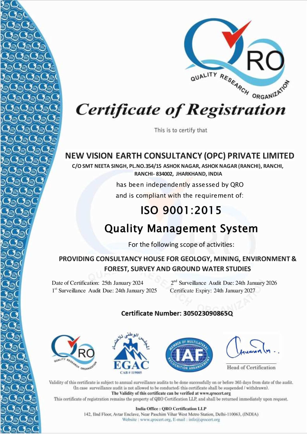 new vision earth consultancy -opc- private limited iso-9001-2015 FINAL